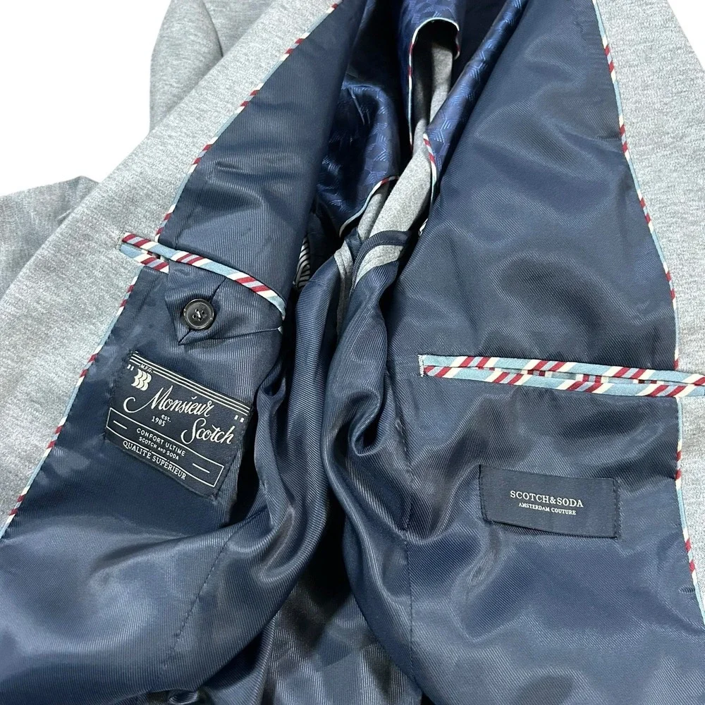 Scotch and Soda Mens Light Gray Cotton Jacket Sport Coat Blazer Large 2 Button‎